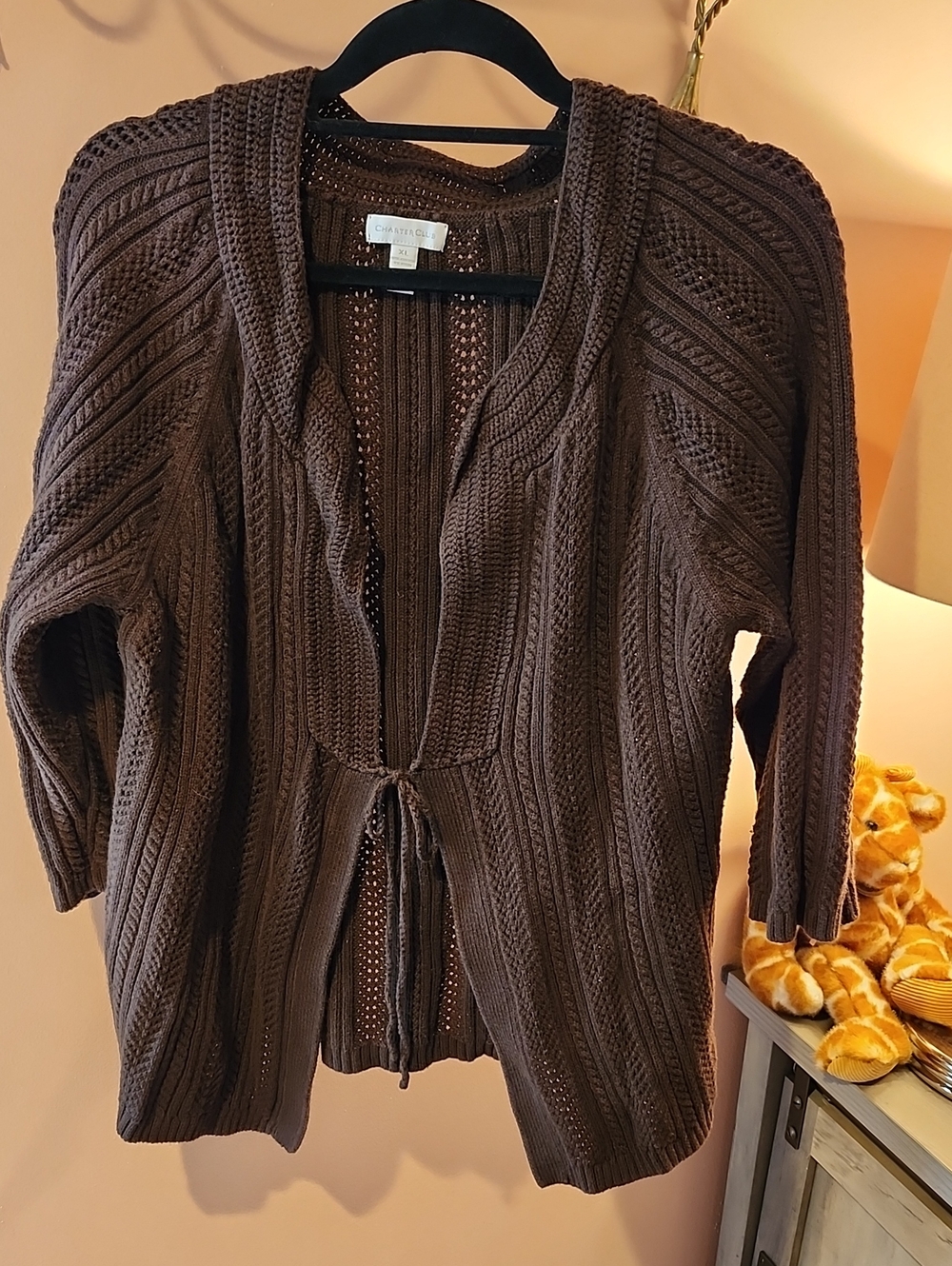 4/$20 Charter Club Cable Knit Open-Front Cardigan Sweater
